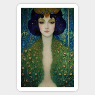 Art Deco style portrait of a Woman in Peacock Fashion Sticker